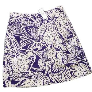 Linen Rayon Blend Purple Paisley A-line Preppy Spring Summer Pleats Skirt NWT  6